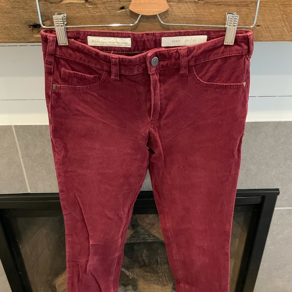 Anthropologie maroon corduroy skinny pants